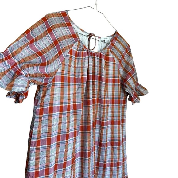 Madewell Plaid Ruffle-Sleeve Popover Mini Dress - Picture 2 of 10
